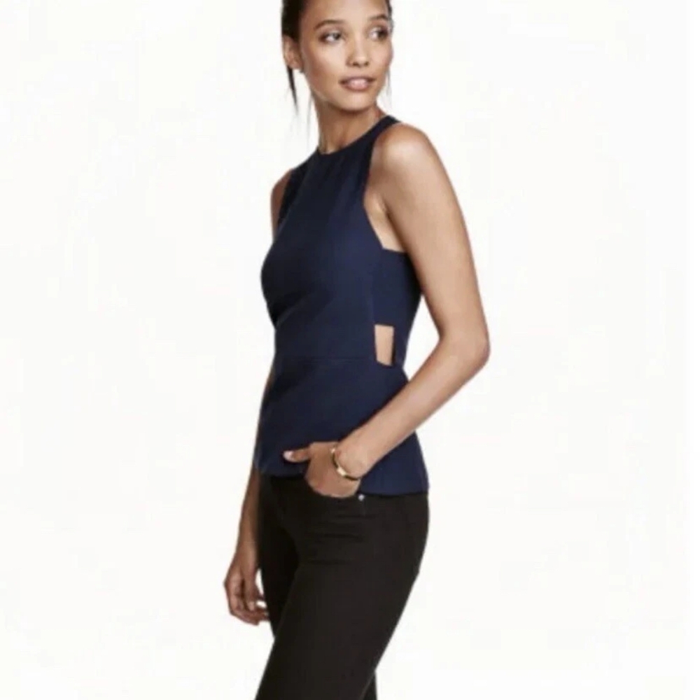 H & M Navy Cutout Peplum Top 8